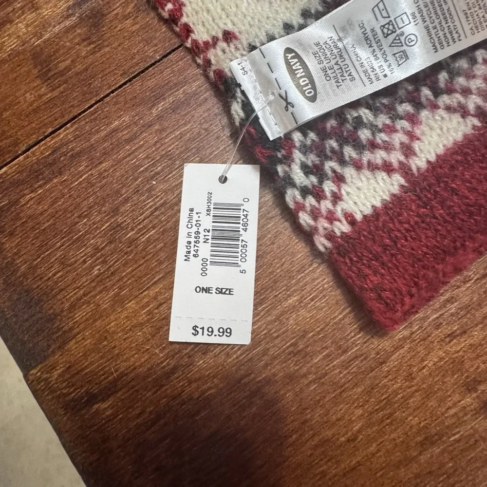 Old Navy Fair Isle Scarf Red/White/ Black  62